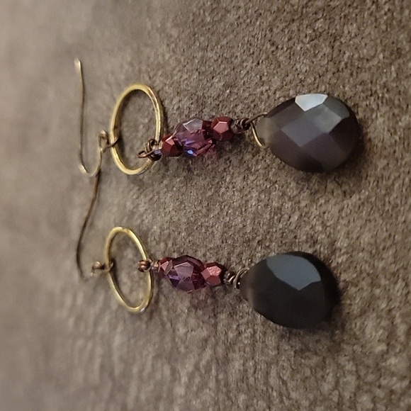 3/$30 HANDMADE Dainty Teardrop Circle Dangle Hook Earrings - Picture 3 of 5